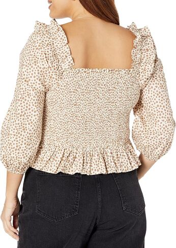 The Drop Women's Marisol Long-Sleeve Ruffle Smocked Top in Saudi Arabia