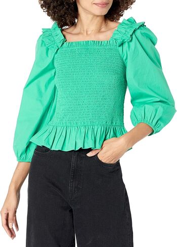 The Drop Women's Marisol Long-Sleeve Ruffle Smocked Top in Saudi Arabia