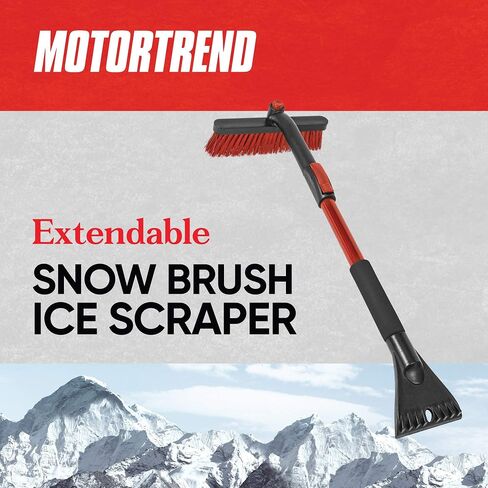 BDK Motor Trend 39" Extendable Snow Brush with Built-in Car Ice Scraper – Ergonomic 2-in-1 Snow Scraper for Car with Rotating Head, Durable Aluminium Windshield Scraper for Ice and Snow in Saudi Arabia