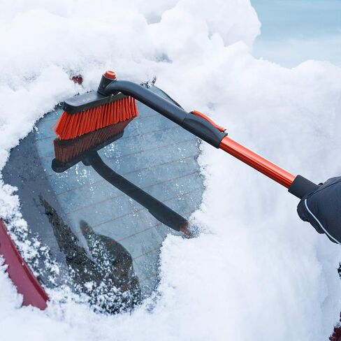 BDK Motor Trend 39" Extendable Snow Brush with Built-in Car Ice Scraper – Ergonomic 2-in-1 Snow Scraper for Car with Rotating Head, Durable Aluminium Windshield Scraper for Ice and Snow in Saudi Arabia
