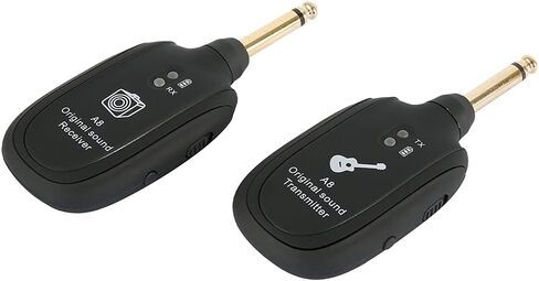 Wireless Guitar System, Wireless Guitar Transmitter and Receiver, 3.7V 600mAh 20Hz-20kHz UHF Built-in Rechargeable Support 4 Channels Transmitter Receiver with Plug for Electric Guitar Bass Organ in Saudi Arabia