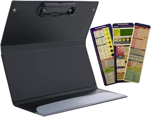Nursing Clipboard Foldable 3 Layers Plastic Pocket Clip Board for Medical Students Doctors School Office Nurse Clipboard Foldable Clipboard Nursing Folding Clipboards Nursing Cheat Sheet (Black) in Saudi Arabia