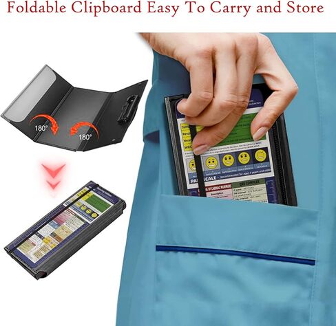 Nursing Clipboard Foldable 3 Layers Plastic Pocket Clip Board for Medical Students Doctors School Office Nurse Clipboard Foldable Clipboard Nursing Folding Clipboards Nursing Cheat Sheet (Black) in Saudi Arabia