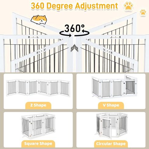 بوابات للكلاب قائمة بذاتها من Litaill في الداخل - بوابة كلب قابلة للطي للمنزل، المدخل، السلالم، بوابة كلب بطول 144 بوصة عريضة للغاية وطول 32 بوصة مع باب يمشي من خلاله، سياج أمان لجرو الحيوانات الأليفة (6 لوحات) in Kuwait