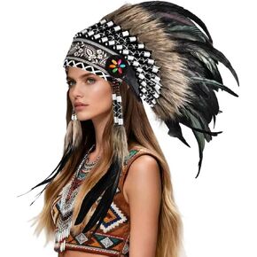 THARAHT Feather Headdress Native American Indian halloween costumes indian costume native american clothing halloween costume in Kuwait