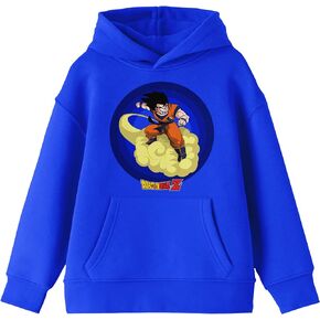 سترة Bioworld Dragonball Z Goku Riding a Cloud بخلفية دائرية وشعار العنوان للشباب باللون الأزرق الملكي in Kuwait