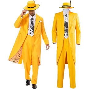 Mens Yellow Suit Uniform Movie Costume Cospaly Full Set Hat Tie Shirt Pants Coat Halloween Stylish Outfit in Kuwait