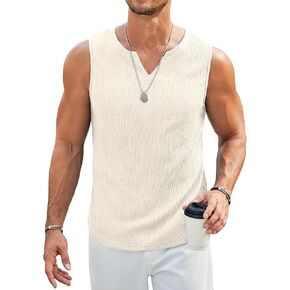 COOFANDY Men's Casual Tank Tops Knit V Neck Sleeveless T Shirts 2 Pack Summer Beach Lightweight Muscle Tee in Kuwait