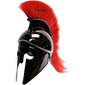 Greek Corinthian Helmet with Red Plume | Wearable Armor | Roman Knight Spartan SCA LARP Reenactment Costume Armour | Red Plume Corinthian Helmets Adult | Medieval Replicas in Kuwait
