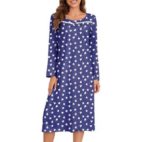 bloggerlove Lightgowns للنساء لينة 100 ٪ لبن القطن فستان قصير/الأكمام طويلة الأكمام الليلية مريحة Sleepwear S-3XL in Saudi Arabia
