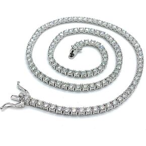 قلادة تنس مويسانيتي 3 مم - 925 من الفضة الاسترليني المطلية بالروديوم | DEF Color VVS Clarity Stones، معتمد من GRA | بريق رائع ومقاوم للتشويه | خيارات الطول 16 بوصة و18 بوصة و20 بوصة in Kuwait