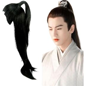 شعر مستعار أسود من Hanfu للرجال، شعر مستعار صيني قديم من Hanfu، إكسسوارات للرأس، إكسسوارات هانفو، شعر مستعار طويل مستقيم للرجال والنساء (اللون: الطراز Y، الحجم: مقاس واحد) in Kuwait