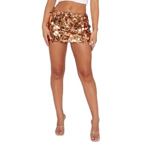 Women's Sexy Shiny Sequin Mini Skirt - Glitter Low Waist Pencil Bodycon Short Skirt for Dance, Club Party & Night Out in Saudi Arabia