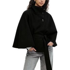 Womens Batwing Sleeve Poncho Peacoat Elegant Stand Collor Capes Jacket Cloak Fall Winter Shawl Outerwear in Saudi Arabia