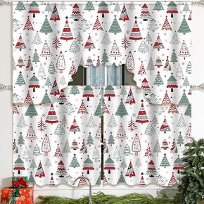 Christmas Kitchen Curtains 3 Pieces Set Red and Black Buffalo Plaid Window Curtains and Valance for Kitchen Home Bedroom Living Room Cafe Windows 60'' x 36'' Valance & 36'' x 30'' x 2 Panels in Kuwait