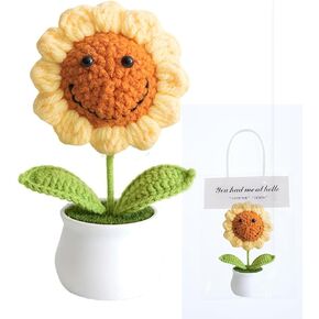 Crochet Flowers Artifical Sunflower for Office Desk Car Dashboard Decor Motivational Gifts for Women Handmade Knitted Flowers Birthday Christmas Party Home Decoration (Sunflower) in Saudi Arabia
