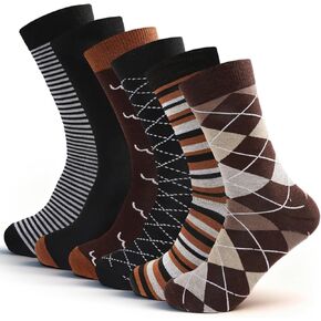 6 أزواج من الجوارب الرسمية للرجال، نمط كاجوال للعمل، جوارب كلاسيكية متوسطة الساق. in Kuwait