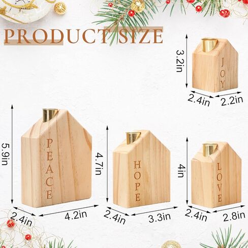 4Pcs Wood Christmas Advent Candle Holder House Xmas Nativity Scene Wooden Advent Candlestick Holders for Farmhouse Holiday Home Decor Table Centerpiece in Saudi Arabia