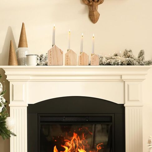 4Pcs Wood Christmas Advent Candle Holder House Xmas Nativity Scene Wooden Advent Candlestick Holders for Farmhouse Holiday Home Decor Table Centerpiece in Saudi Arabia