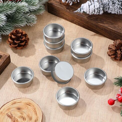 20pcs Tea Light Tins Cups Decorative Scented Candle Cups, Silver Metal Empty Case Candle Wax Containers DIY Making Supplies for Christmas Wedding Table Decoration in Saudi Arabia