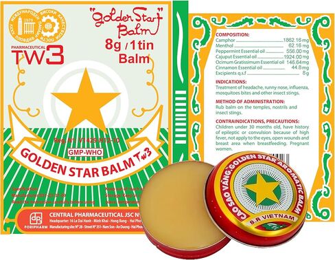4 صناديق × 8 جرام (الوزن الصافي)، بلسم النجمة الذهبية، كاو ساو فانج فيتنام، بلسم عطري in Kuwait