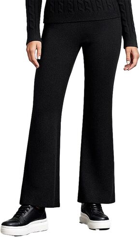 JENNIE LIU Womens 100% Cashmere Mid Rise Bootcut Pants - Soft Casual Lounge Trousers with Elastic Waist in Saudi Arabia