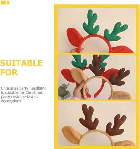 3pcs Christmas Reindeer Antlers Headband: Deer Antlers Ears Hair Hoops Xmas Fluffy Animal Hairband Festival Party Cosplay Costume for Kids Women in Saudi Arabia