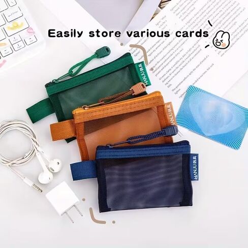 Mini Mesh Storage Bags Nylon Set Zipper Portable Lightweight Coin Purse 5 Pack for Travel, Everyday Organization, Women Essentials, 5PCS in Saudi Arabia