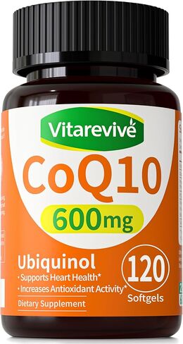 كبسولات هلامية CoQ10 600 مجم - مكمل Ubiquinol Coq 10 عالي الامتصاص للإنزيم المساعد Q10 وCoQ-10 لدعم الطاقة والقلب ومضادات الأكسدة، 120 قطعة in Kuwait