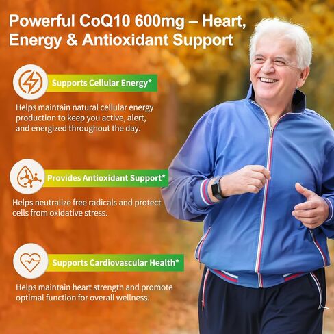 كبسولات هلامية CoQ10 600 مجم - مكمل Ubiquinol Coq 10 عالي الامتصاص للإنزيم المساعد Q10 وCoQ-10 لدعم الطاقة والقلب ومضادات الأكسدة، 120 قطعة in Kuwait