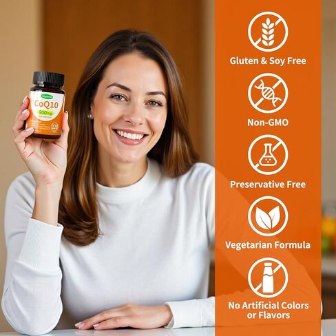 كبسولات هلامية CoQ10 600 مجم - مكمل Ubiquinol Coq 10 عالي الامتصاص للإنزيم المساعد Q10 وCoQ-10 لدعم الطاقة والقلب ومضادات الأكسدة، 120 قطعة in Kuwait