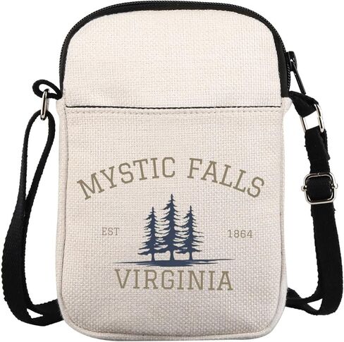 Vampire TV Show Inspired Crossbody Purse Bag TVD Enthusiasts Carry-on Bag Vampire Gift Mystic Falls Virginia Est 01864 Gift (MysticCrossB) in Saudi Arabia