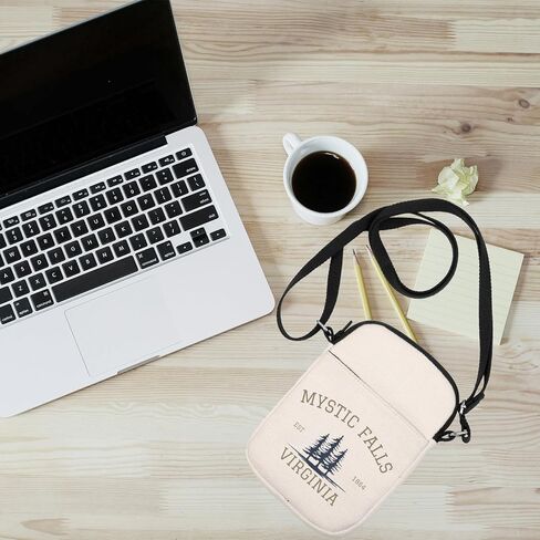 Vampire TV Show Inspired Crossbody Purse Bag TVD Enthusiasts Carry-on Bag Vampire Gift Mystic Falls Virginia Est 01864 Gift (MysticCrossB) in Saudi Arabia