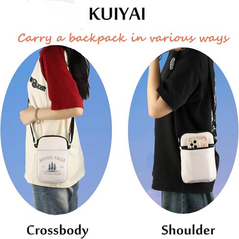 Vampire TV Show Inspired Crossbody Purse Bag TVD Enthusiasts Carry-on Bag Vampire Gift Mystic Falls Virginia Est 01864 Gift (MysticCrossB) in Saudi Arabia