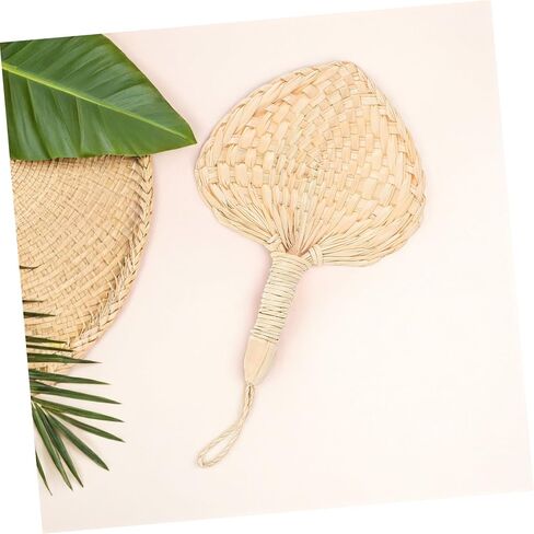Zerodeko Palm Leaf Hand Fan Dance Fan Hawaiian Handheld Fans Hand Fans for Women Hand Held Fans Boho Fans Music Festival Fan Palm Leaf Fan Asian Fans Handheld Chinese Woven Fan Beige in Saudi Arabia