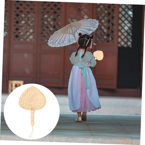Zerodeko Palm Leaf Hand Fan Dance Fan Hawaiian Handheld Fans Hand Fans for Women Hand Held Fans Boho Fans Music Festival Fan Palm Leaf Fan Asian Fans Handheld Chinese Woven Fan Beige in Saudi Arabia