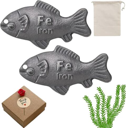 2 Pcs Iron Fish for Cooking, Reusable Natural Sources of Irons for Daily Supplement, Effective and Safe Cooking Tool for Support Iron Levels, Reduce The Risk of Deficiency for Athletes, Vegans in Saudi Arabia