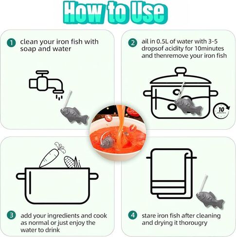 2 Pcs Iron Fish for Cooking, Reusable Natural Sources of Irons for Daily Supplement, Effective and Safe Cooking Tool for Support Iron Levels, Reduce The Risk of Deficiency for Athletes, Vegans in Saudi Arabia