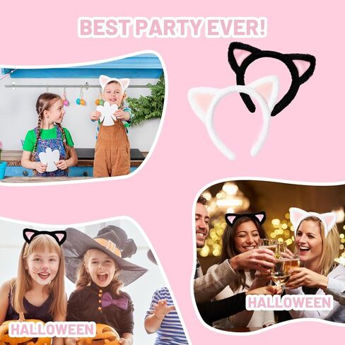 2Pack Cat Ear Headbands, Plush Soft Multi-Use Headband for Women, Fuzzy Spa & Makeup Band for Skincare, Halloween, Cosplay in Saudi Arabia