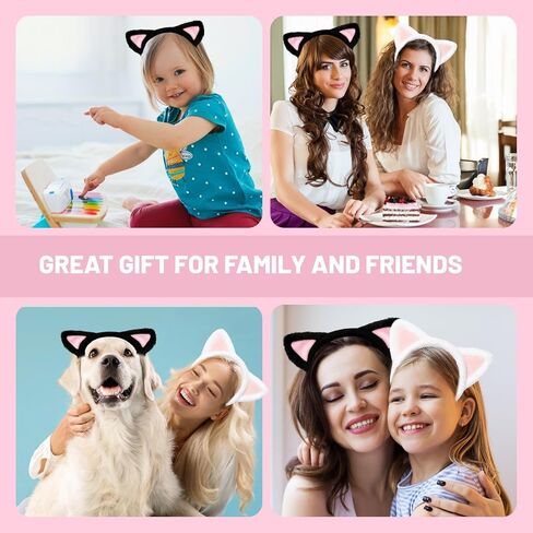 2Pack Cat Ear Headbands, Plush Soft Multi-Use Headband for Women, Fuzzy Spa & Makeup Band for Skincare, Halloween, Cosplay in Saudi Arabia