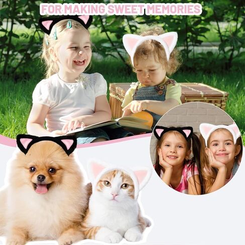 2Pack Cat Ear Headbands, Plush Soft Multi-Use Headband for Women, Fuzzy Spa & Makeup Band for Skincare, Halloween, Cosplay in Saudi Arabia
