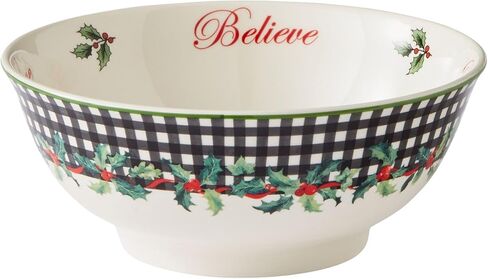 وعاء Spode Christmas Tree Revere - مظهر خارجي مربعات ولمسات هولي، طبق حلوى احتفالي أو وعاء للوجبات الخفيفة مع مشاعر بالداخل، بورسلين مقاس 6 بوصات - آمن للاستخدام في غسالة الأطباق والميكروويف، رائع للهدايا والحفلات in Kuwait