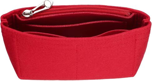 uxcell Purse Organizer Insert, Small Felt Handbag Organizer Mini Bag Storage & Finishing Inner Bag Liner with Zipper for Chic Backpack Tote Shoulder Bags, Red in Saudi Arabia