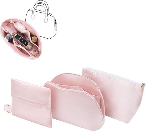 Silky Purse Insert Organizer 3-Set for Bolide Bags, Silk Touch Bag Organizer, Luxury Handbag Shaper,Lightweight (Mini, Pink) in Saudi Arabia