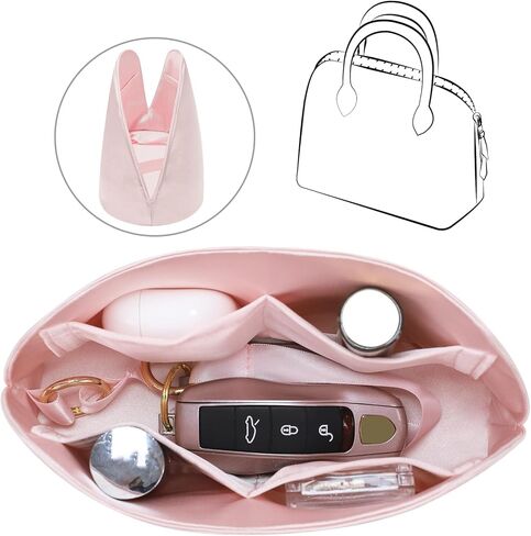Silky Purse Insert Organizer 3-Set for Bolide Bags, Silk Touch Bag Organizer, Luxury Handbag Shaper,Lightweight (Mini, Pink) in Saudi Arabia