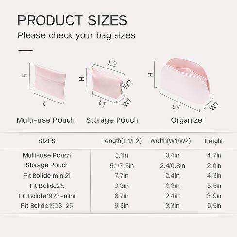 Silky Purse Insert Organizer 3-Set for Bolide Bags, Silk Touch Bag Organizer, Luxury Handbag Shaper,Lightweight (Mini, Pink) in Saudi Arabia