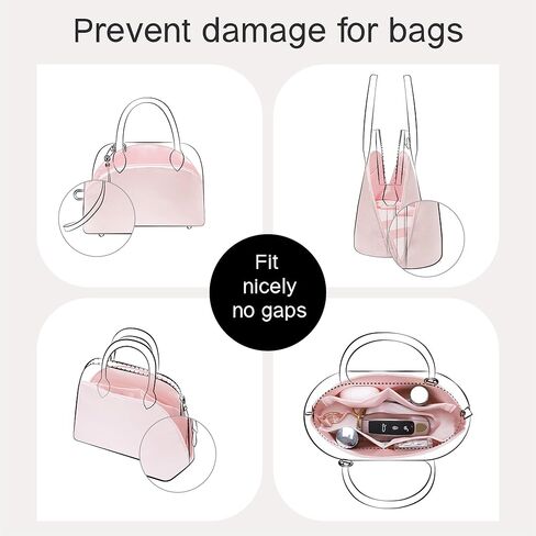 Silky Purse Insert Organizer 3-Set for Bolide Bags, Silk Touch Bag Organizer, Luxury Handbag Shaper,Lightweight (Mini, Pink) in Saudi Arabia