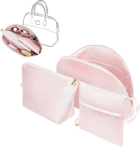 Silky Purse Insert Organizer 3-Set for Bolide Bags, Silk Touch Bag Organizer, Luxury Handbag Shaper,Lightweight (Mini, Pink) in Saudi Arabia