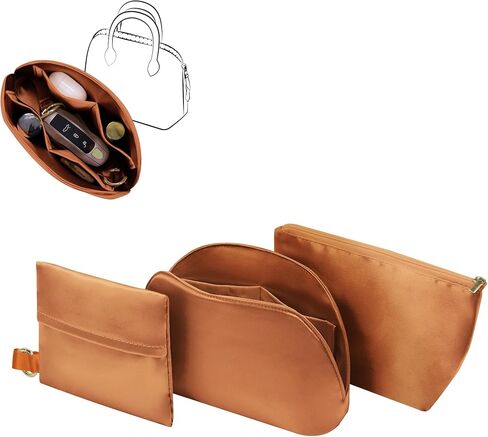 Silky Purse Insert Organizer 3-Set for Bolide Bags, Silk Touch Bag Organizer, Luxury Handbag Shaper,Lightweight (Mini, Pink) in Saudi Arabia