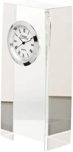 Personalized Crystal Desk Clock, Custom 4.5" Clock Award with Custom Engraving in Saudi Arabia